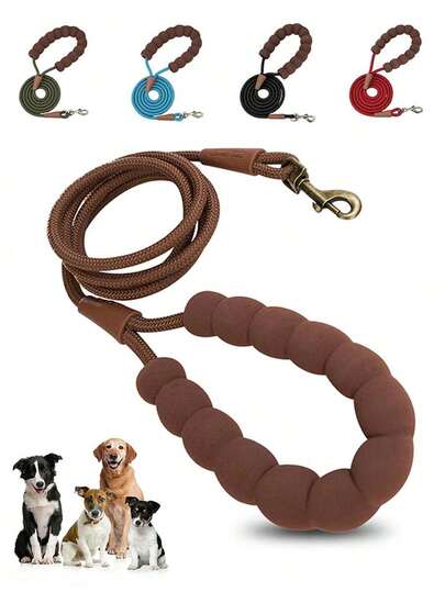 1 pièce Laisse pour chien à poignée en mousse rétro, corde en nylon tressé haute densité de 0,8 cm de large, attache en alliage de zinc, convient aux animaux de compagnie avec anneaux de collier et harnais