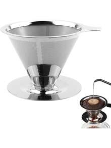 Filtro Para Cafe, Filtro Para Cafetera Reutilizable De Acero Inoxidable, Es muy conveniente salir y llevar,Coffee Infuser Portátil Para Oficina, Hogar, Viajes O Camping, 7.9 * 10.7cm,37294096 - Multicolor - Ver 1
