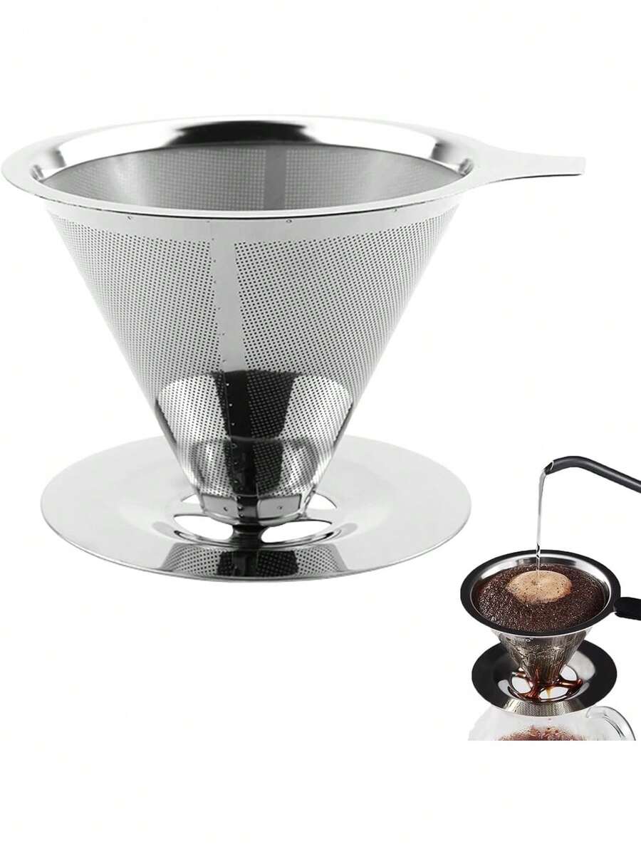 Filtro Para Cafe, Filtro Para Cafetera Reutilizable De Acero Inoxidable, Es muy conveniente salir y llevar,Coffee Infuser Portátil Para Oficina, Hogar, Viajes O Camping, 7.9 * 10.7cm,37294096 - Multicolor - Ver 1