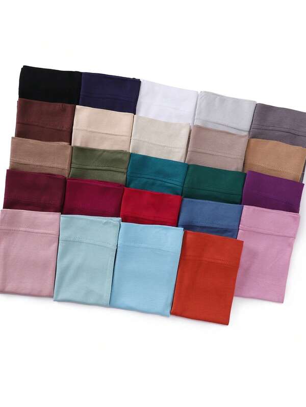 1pc Women's Solid Color Elastic Muslim Headscarf Inner Caps Tube Hijabs
