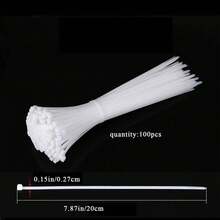 100pcs 3.6*300mm Heavy Duty White Nylon Cable Ties - Heat Resistant, For Wire And Cable Bundling, Reusable For Indoor And Outdoor Use - White - View 10