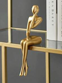 Figura decorativa de resina minimalista moderna de una persona sentada, decoración de habitación, decoraciones navideñas, decoración de dormitorio - Dorado - Ver 11