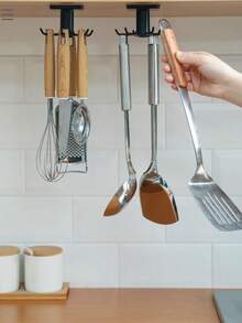 1pc Creative Kitchen Wall-Mounted Rotating Spoon & Spatula 6-Prong Hook, Cabinet Bathroom Small Item Storage Rack. Clothing Binding Pocket Hook, Kitchen Storage Rack, Hanger, Hook. Kitchen Organization. Kitchenware Hook, Home Supplies.