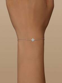 EleRunis 1 件 925 纯银经典四叶草吊坠手链，18K 镀金，适合日常佩戴、派对、喜庆场合、婚礼、订婚、新娘首饰