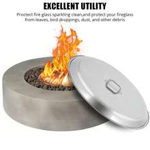 Funda Protectora para Fogón/Fuego , Acero Inoxidable Plateado con Asa, para Fuego Empotrado (34" x 34") - Ideal para Patio y Camping - Plateado - Ver 5