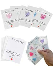 5pcs-Love Pocket Hug Card, Positive Energy Emotional Encouragement Ombre Heart Design Cards, Warm Resin Pocket Hug, Accompanied By Motivational Cards, Isolation Gifts, Wedding Party, Valentine's Day, Mother's Day, Father's Day Gift, Hug Token, Thinking Of You Gift, Teen Items, Cute And Beautiful Items, Cool Gadgets, Unusual Items, Suitable For Giving To Mom, Grandma - Multicolor - View 2