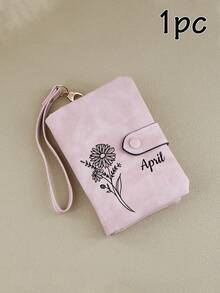 Cartera personalizada con nombre y flor de nacimiento, Cartera personalizada para mujeres, Cartera personalizada para hombres, Mini cartera personalizada para mujeres, Carteras pequeñas para mujeres, Portátil y plegable - Multicolor - Ver 9