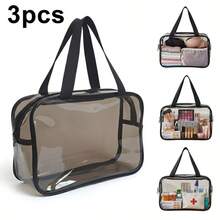 1/3pcs Plus Size! 25D Thick, Transparent Waterproof Makeup Bag, Waterproof, Travel Portable Storage Pouch, Can Store Cosmetics, Skincare, Clothes, Toiletries, Essential For Home & Travel - Clear - View 8