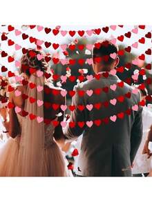 1pc Felt Heart Wreath Garland Banner, Suitable For Valentine's Day, Wedding, Anniversary, Party, Bridal Shower, Engagement, Home Decor, Holiday Party Background, Photo Backdrop - 多色 2 - 查看 6