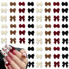 150Pcs Valentine's Velvet Red Bow Nail Charms Wine Red Brown Black White Mixed Style Bow Tie Nail Rhinestones Velvet Bowknots Nail Gems And Jewelry Kawaii Charms For Women Nail Supplies Accessories,Black - Black - 查看 1
