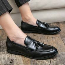 Men's Loafers Slip On Driving Shoes, Suitable For Daily Wear. Classic And Simple Business Shoes With Tassel Decoration Are Lightweight Men's Shoes - 黑色 - 查看 4