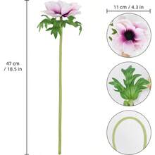 6 piezas de flores de amapola artificiales de CZ de 18 pulgadas de color púrpura para ramos DIY, flores de seda de anémona falsas realistas a granel para llenar jarrones, arreglos florales de boda, decoraciones para duchas nupciales, color púrpura 6325 - Morado - Ver 2