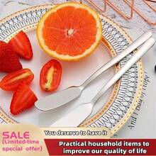 1/2/4pcs Stainless Steel Butter Knives, Cheese Spreaders, Jar Scrapers, Metal Jar Knives, Butter Scrapers, Multi-Function Scrapers, Kitchen Tools, Kitchenware - Silver - View 7