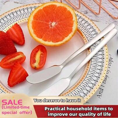 1/2/4pcs Stainless Steel Butter Knives, Cheese Spreaders, Jar Scrapers, Metal Jar Knives, Butter Scrapers, Multi-Function Scrapers, Kitchen Tools, Kitchenware