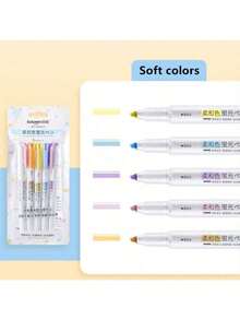 5 قطع/مجموعة أقلام تحديد ناعمة الألوان، تصميم رأس مائل، ألوان مائية، لا تنزف، مناسبة للمفكرة والكتاب المقدس والمخطط والملاحظات والبالغين والأطفال والطلاب والمكتب ولوازم التعلم
