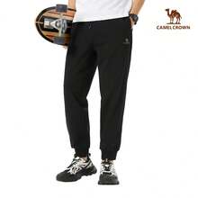 CAMEL CROWN Men's Cotton Knit Sweatpants, Black, Versatile Loose Fit Casual Long Pants - Black - View 8