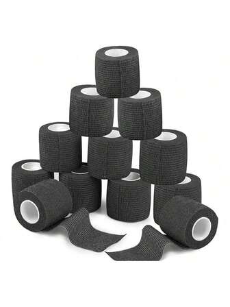 Vendaje deportivo elástico negro de tela no tejida, para protección de rodilla, muñeca y dedos