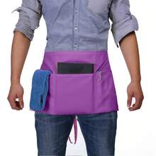 BOHARERS Waist Apron With 3 Pockets - Black Waitress Waiter Server Short Aprons - I-1包紫色 - 查看 7