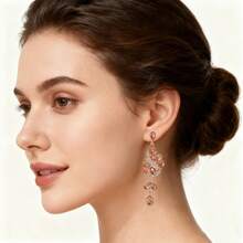 1 Pair Fashionable And Exaggerated Pair Of Luxurious Earrings With A High-End Temperament, Paired With Personalized Earrings, Suitable For Banquets, Parties, And Valentine'S Day Gifts - 墨綠色 - 查看 9