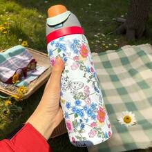 0wal'aa 32oz This Insulated Water Bottle Is Made Of 304 Stainless Steel And Is A Practical Product That Meets Your Daily Hydration Needs For Commuting And Outdoor Travel. It Features An Anti-Scald And Leak-Proof Design, A Built-In Straw, A Carrying Handle, And A Large Capacity, And Is Available In A Variety Of Designs. - 杏色 - 查看 1