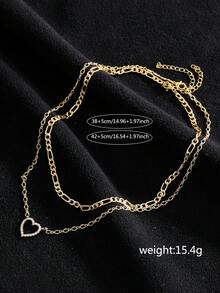 Nooxian Set de 2 collares con colgante en forma de corazón minimalista y elegante con circonita cúbica, para mujeres - Amarillo Oro - Ver 5