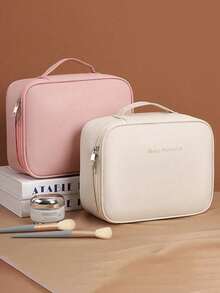 Travel Toiletry Bag - Space-Saving, Easy To Use, PU Material, Large Capacity Cosmetic Storage Box, Suitable For Travel, Multi-Functional Storage Bag, Great For Outdoor Use, Suitable For Student Back To School, Cosmetics And Toiletries Storage, Portable Free Compartment, Large Capacity, Neat And Stylish, Suitable As Valentine's Day, Halloween, Mother's Day Gift, Essential For College Students, Travel, Holiday, Vacation, Women's Cosmetic Bag , Makeup Room Decor - Multicolor - View 6