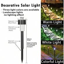 1/6/10 件太阳能花园灯，LED 路径灯，防水户外景观照明，适用于庭院、车道、露台、草坪，黑色