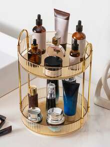 Organizador de Maquiagem Giratório 360°, Suporte de Armazenamento de Maquiagem de Grande Capacidade, Adequado para Penteadeira de Banheiro, Bancada, Suporte de Armazenamento Multinível, Pode Acomodar Garrafas Altas de Maquiagem e Cuidados com a Pele