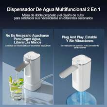 Dispensador de Agua Eléctrico, Dispensador de Agua Automatico, 3 Niveles de Salida de Agua, Pantalla TáCtil Inteligente, Doble Uso como Mesa y Cubo, Blanco,37424570 - Rojo violeta - Ver 5