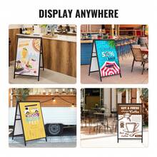 Letrero de acera  con marco en forma de A, soporte deslizable resistente de 61 x 91 cm, letreros sándwich plegables de doble cara, póster de acero para pavimento, para publicidad exterior (solo marco) - Negro - Ver 6