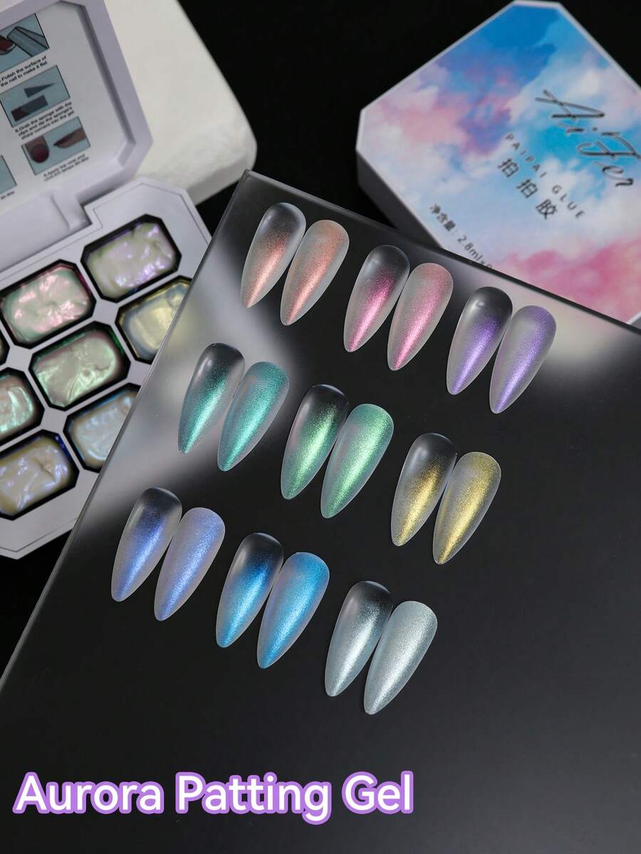 AiFer 9 Colors Aurora Nail Polish, High Saturation Semi-Solid Gel Nail Polish, Suitable For Nail Salons - 彩色 - 查看 1