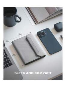 Funda Pasaporte con Porte Airtag Desmontable, Porta Pasaporte y Tarjetas de Cuero Vegano para Viajes, Gris,37272617 - Púrpura polvoriento - Ver 2