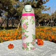 0wal'aa 32oz This Insulated Water Bottle Is Made Of 304 Stainless Steel And Is A Practical Product That Meets Your Daily Hydration Needs For Commuting And Outdoor Travel. It Features An Anti-Scald And Leak-Proof Design, A Built-In Straw, A Carrying Handle, And A Large Capacity, And Is Available In A Variety Of Designs. - trắng - Xem 2