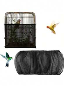 Universal Elastic Nylon Net Cage Seed Catcher - Suitable For Parrot Cages, With Reusable Lightweight Skirt To Prevent Food Spillage, Adjustable Round And Square Fences, And Breathable Design. - Multicolor - View 8