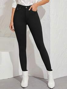 GILIPUR High Waist Y2K Stretch Black Skinny Women's Long Pants Elegant Casual Bottoms Streetwear - 黑色 - 查看 9