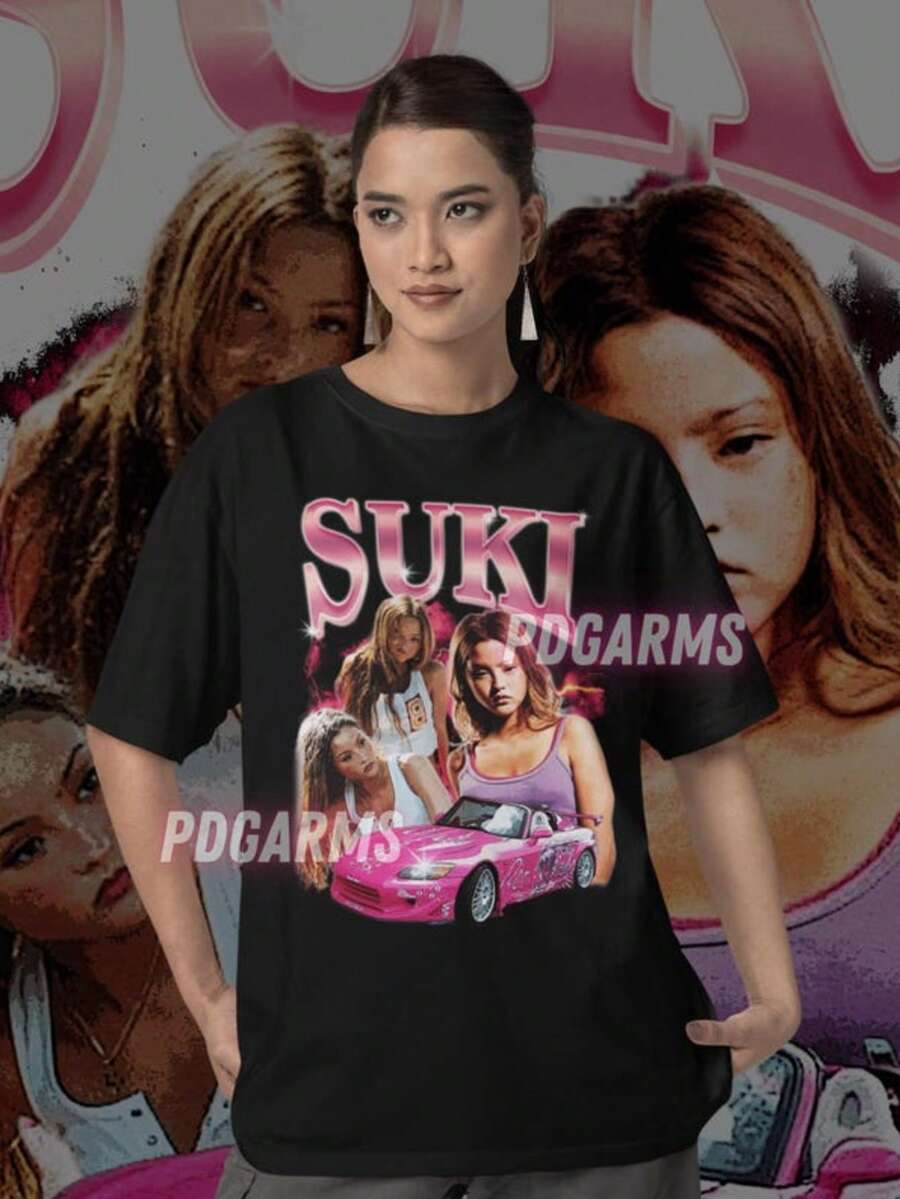 Limited SUKI Vintage T-Shirt, Graphic T-Shirt, Retro 90's SUKI Fans Homage T-Shirt, Gift For Women A - 黑色 - 查看 1