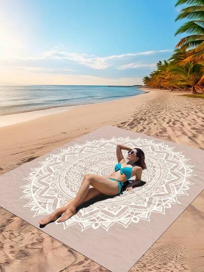 1pc New Outdoor Waterproof Anti-Sand Digital Printed Picnic Mat/Beach Towel, Fashionable And Fresh Pattern, Suitable For Outdoor Camping And Picnics