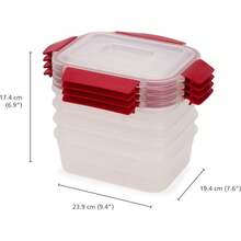 Juego recipientes almacenamiento alimentos plástico 8 piezas sin BPA tapas herméticas prueba fugas diseño práctico rojo - Rojo - Ver 2