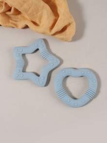 2 piezas Juguetes de dentición de silicona con forma de corazón y estrella para bebés, juguetes de masticación para infantes - Multicolor - Ver 5