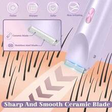 2025 Womens Shaver Dual-Head Bikini Trimmer For Women 2-In-1 Women's Body Shaver USB Charge Waterproof Painless Electric Razors For Silk Skin (Pink/Purple/Black/Blue) - 紫丁香色 - 查看 4