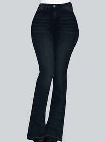 Women's Jeans, Y2K Fashion Women's Wear, Casual And Versatile Flared Pants, Mid-Waist > Straight-Leg Pants, Suitable For All Seasons, Ideal For Outdoor Wear, Cocktail Parties, Parties, Christmas, Nightclubs, Banquets, Film Festivals, Cinemas, Balls, Cocktail Parties, Bars, Weddings, Graduation Ceremonies, Homeships, Birthday Parties, Rebellious Girls, Festival-Themed Parties, Outdoor Wear, Streetwear, Fashion Shows Date, Valentine's Day, Going Out To Work University, School, Village, Concert, Street Girl, Girl, Country Style Women's Clothing, The Best Woman For Going Out, Women's Vacation Clothing, Country Concert - 深灰 - 查看 3