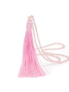 Colorful Crystal Beaded Tassel Necklace, Bohemian Style Fashion Necklace For Women - Multicolor - View 11