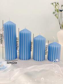 Large Coarse Gear Aromatherapy Candle Made With Soy Candles, Fragrant, Cylindrical Long Candles, Valentine's Day Home Decoration Candles, Multiple Wine Red Candle Sets, Party Candle Center Decoration, Christmas Slim Candles Suitable For Giving Gifts To Women, Close Friends, And Winter Gifts - Blue - View 2