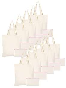 2pcs/Set, Large Capacity Lightweight Blank Tote Bag & Zipper Pouch Combo Set, Suitable For DIY Cross-Stitch, Embroidery, Painting, Heat Transfer Printing, Multi-Purpose Shopping Bag, Book Bag, Stationery Organizer, Ideal For School, Party, Gym, Camping, Holiday Celebrations, Gifts - Multicolor - View 31