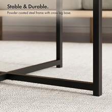 Coffee Table For Living Room - Round Grey Concrete Look Living Room Table - Modern Style With Black Powder Coated Metal Legs - White - View 7