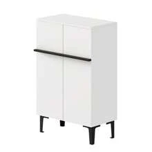 Meuble à chaussures moderne à double porte, grand espace de rangement et étagères réglables – Meuble de rangement pratique pour l'entrée, design gain de place 95*60*34,5 cm - Blanc - Voir 11