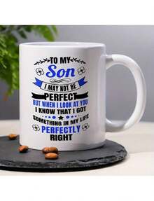 Taza "Para mi hijo" - Regalo para hijos de mamá y papá - La mejor taza de café - Regalo de graduación para mi hijo adolescente - 325 ml (11 oz) - Abrir en una pestaña nueva - Es una taza de agua personalizada y original, ideal tanto para hombres como - Blanco - Ver 1