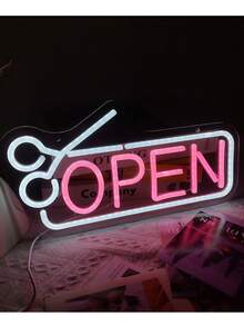 1 Peça Placa de Néon para Salão de Beleza e Cabeleireiro, Decoração de Parede com Luz LED Multicolorida, Decoração de Arte de Parede para Salão de Cabeleireiro, Estúdio de Beleza, Loja, Quarto, Decoração de Barbearia - luz policromática - Visão 9