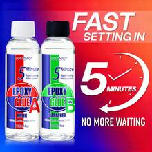 5 Minute Epoxy Resin Glue, Fast Curing Epoxy Resin Kit, Transparent Two-Part Epoxy Resin Adhesive, Suitable For Metal, Plastic, Wood, Ceramic, Glass, Fiberglass, Etc. - Waterproof, Universal, Strong Bonding Repair Glue. - White - View 2