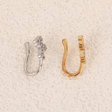 إكسسوار أنف أنيق وبسيط على شكل حرف U مرصع بالراين كروس للنساء، إكسسوار أنف عالي الجودة وخالي من الثقب - متعدد الألوان - مشاهدة 1